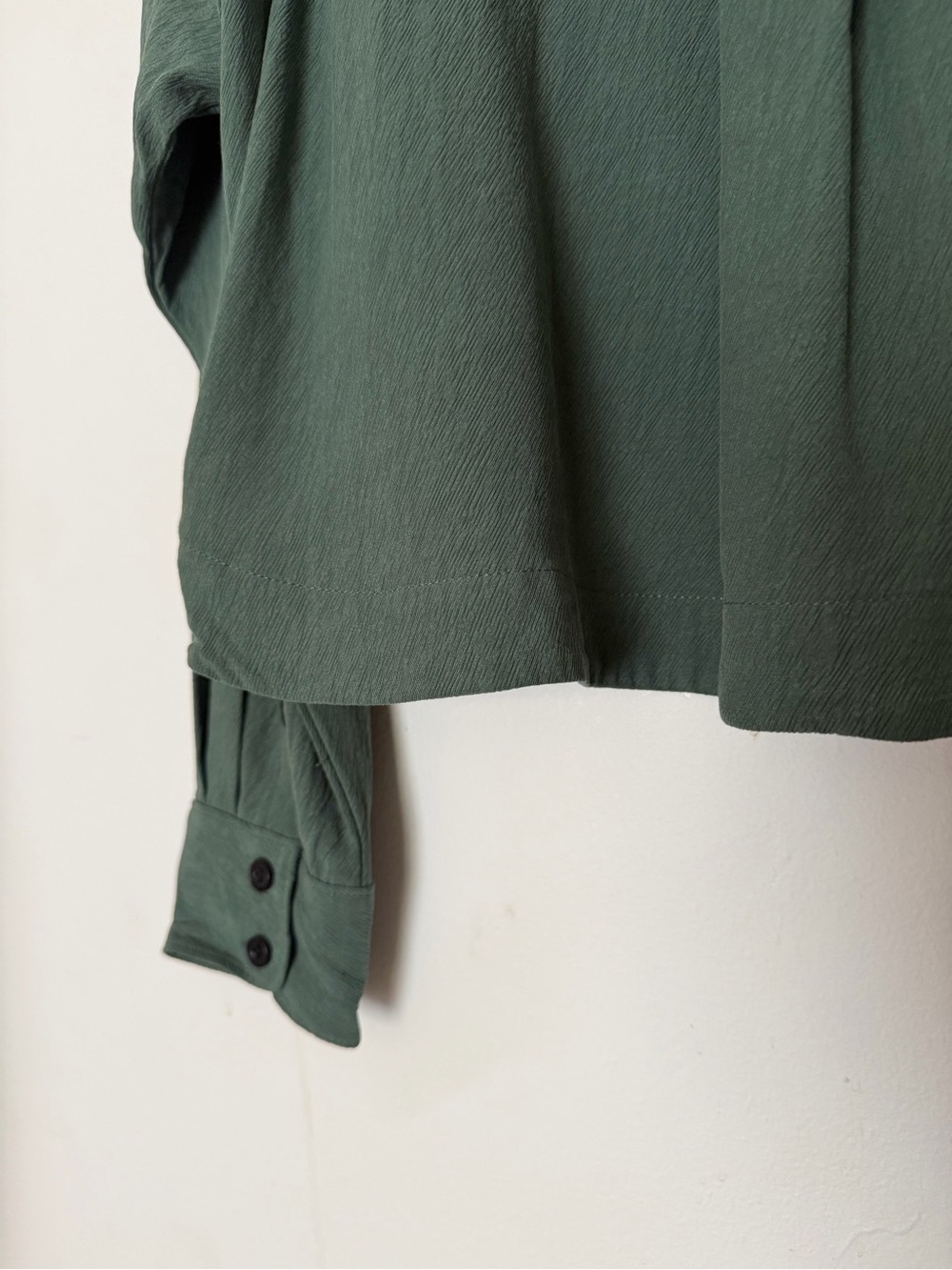Madewell S Sage Green Lyocell Button Front Shirt Blouse Cropped Boxy Oversized - Picture 6 of 14